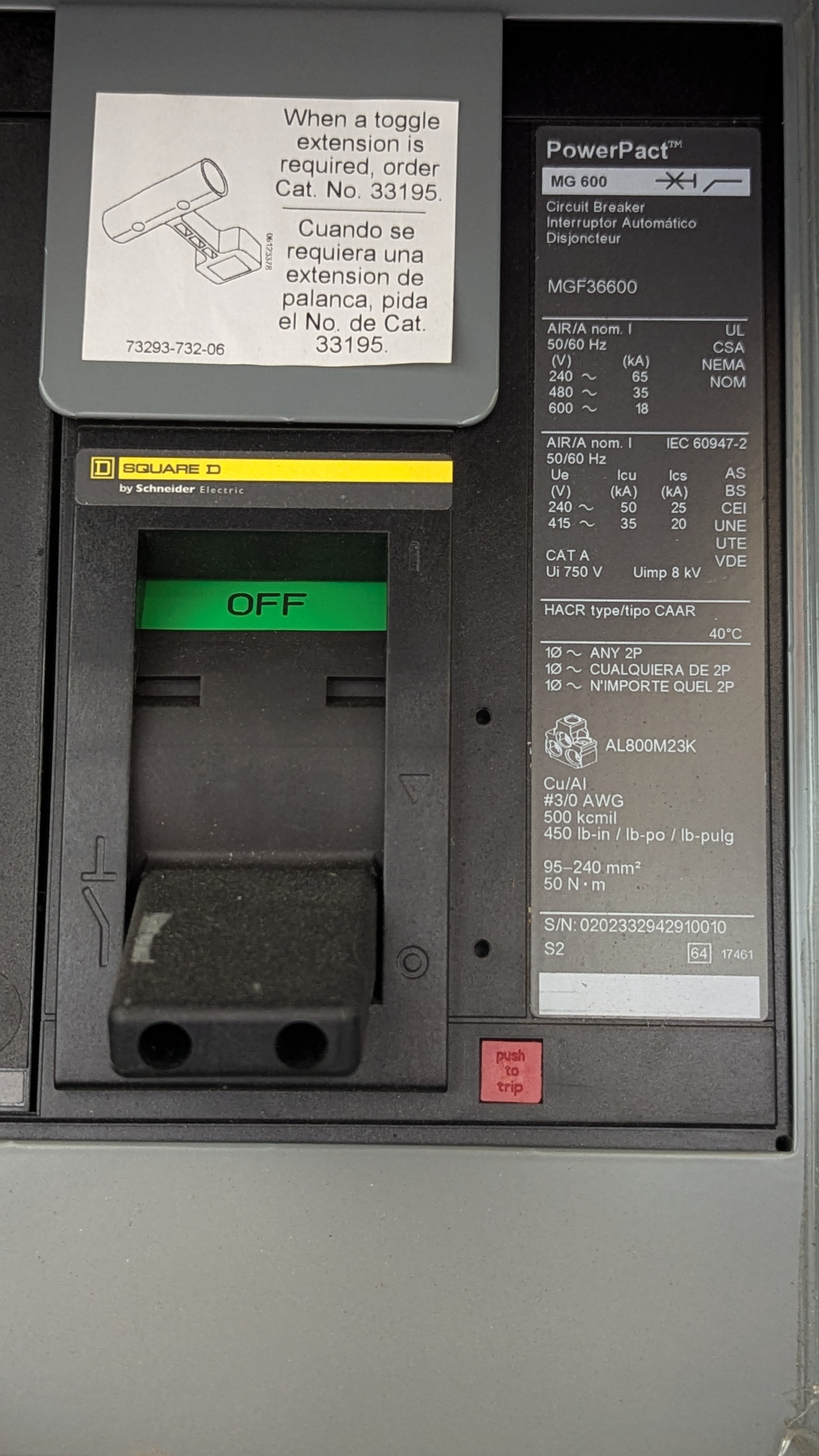 EZ meter pak main circuit breaker 600A max, photo 5 of 10